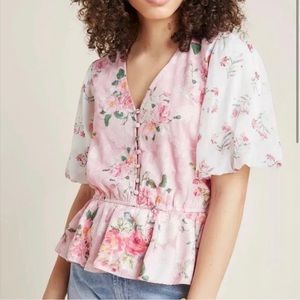 Hemant & Nandita Rose Garden Floral Peplum Top